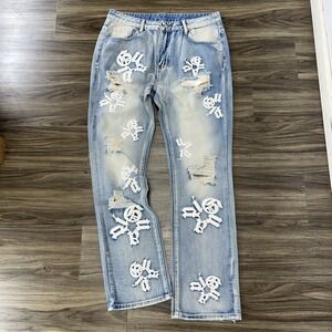 Guapi Jeans Men's Size L Distressed With Guapi Logo Patches 34x31